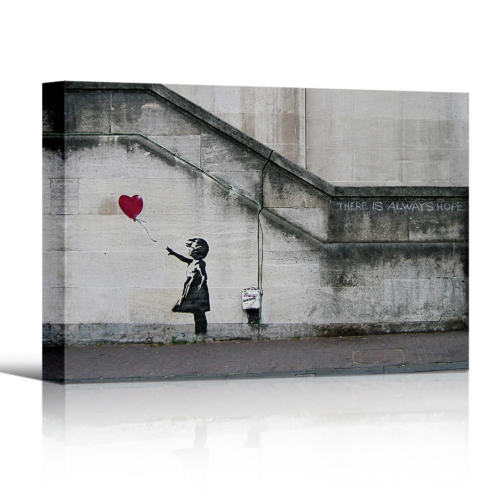 32"x48"-Banksy Graffiti Art Red Balloon Girl Canvas Wall Art Decor