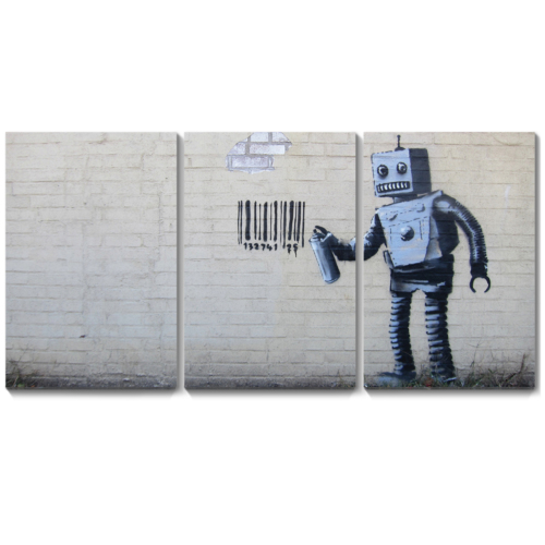 Banksy Robot Artwork - Canvas Wall | Wall26