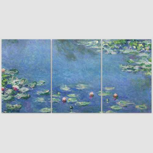 Water lily canvas painting, Monet water lilies wall decor, Claude