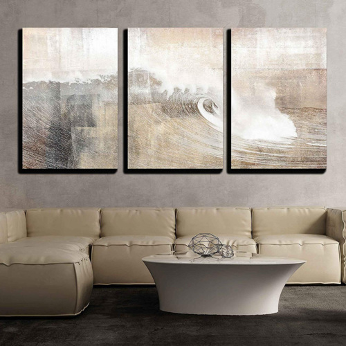 3 Pieces Modern Abstract Wall Decor Set Square Canvas Painting with Frame  Living Room