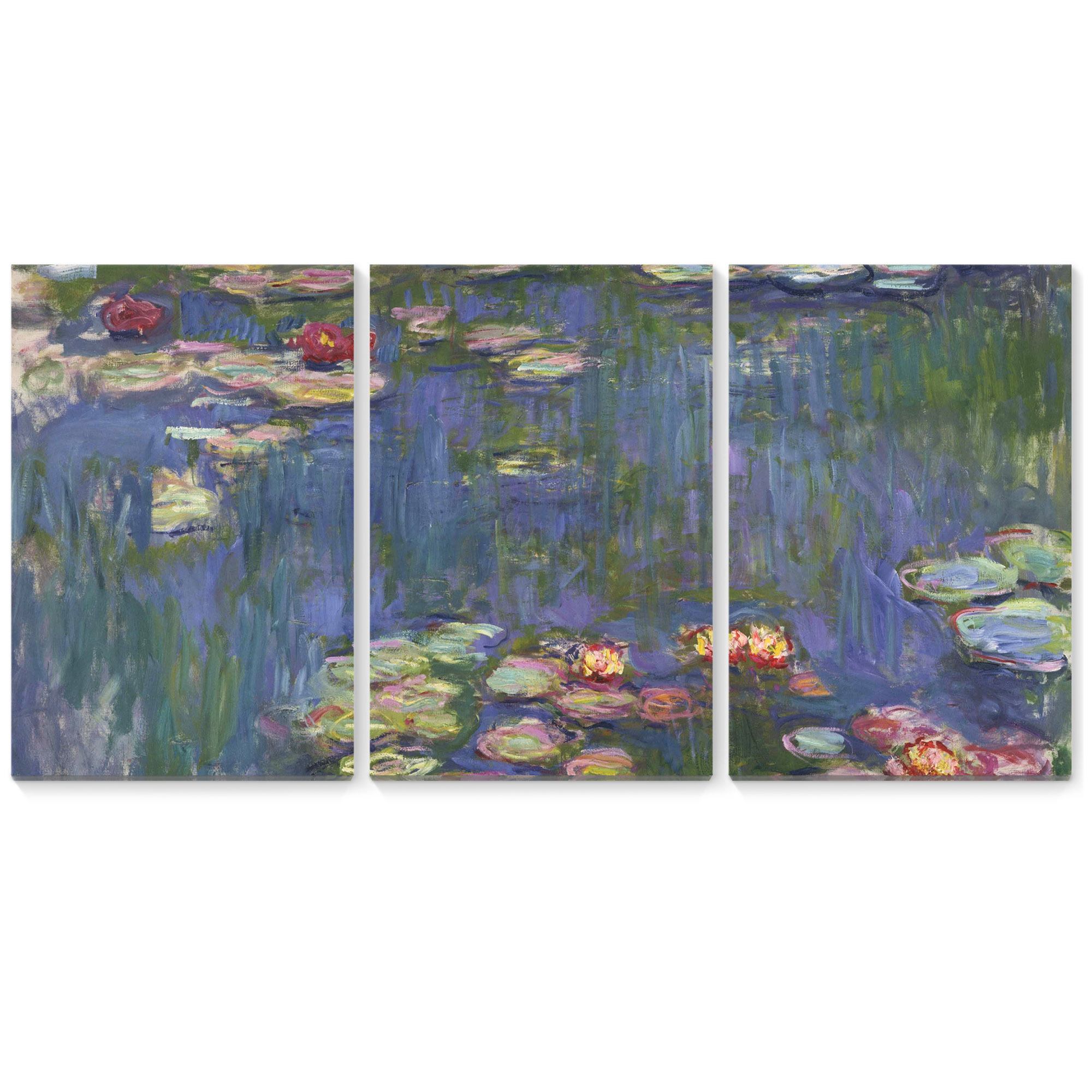 Water-Lilies by Claude Monet - 3 Pa... - Canvas Art